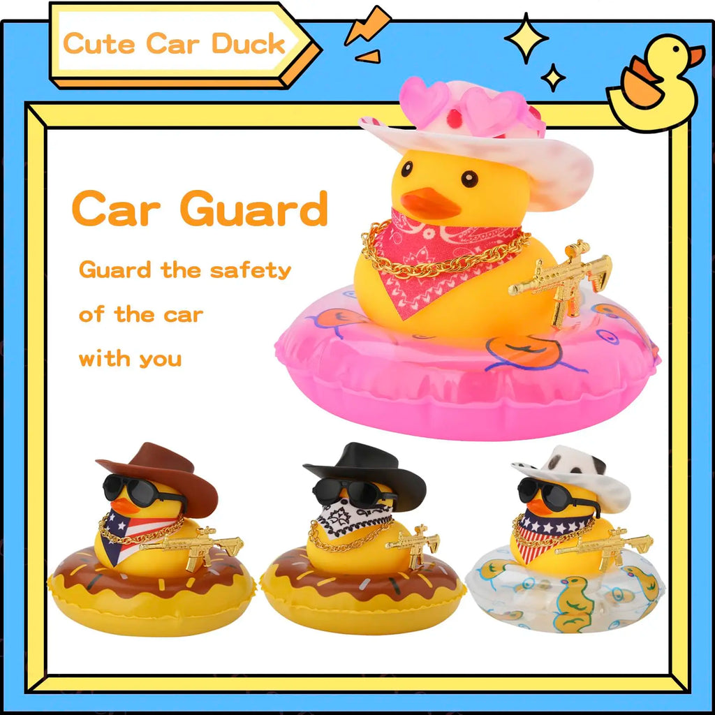 CowLost | product_id-rubber-duck-car-dashboard-ornament-with-cowboy-hat-necklace |6
