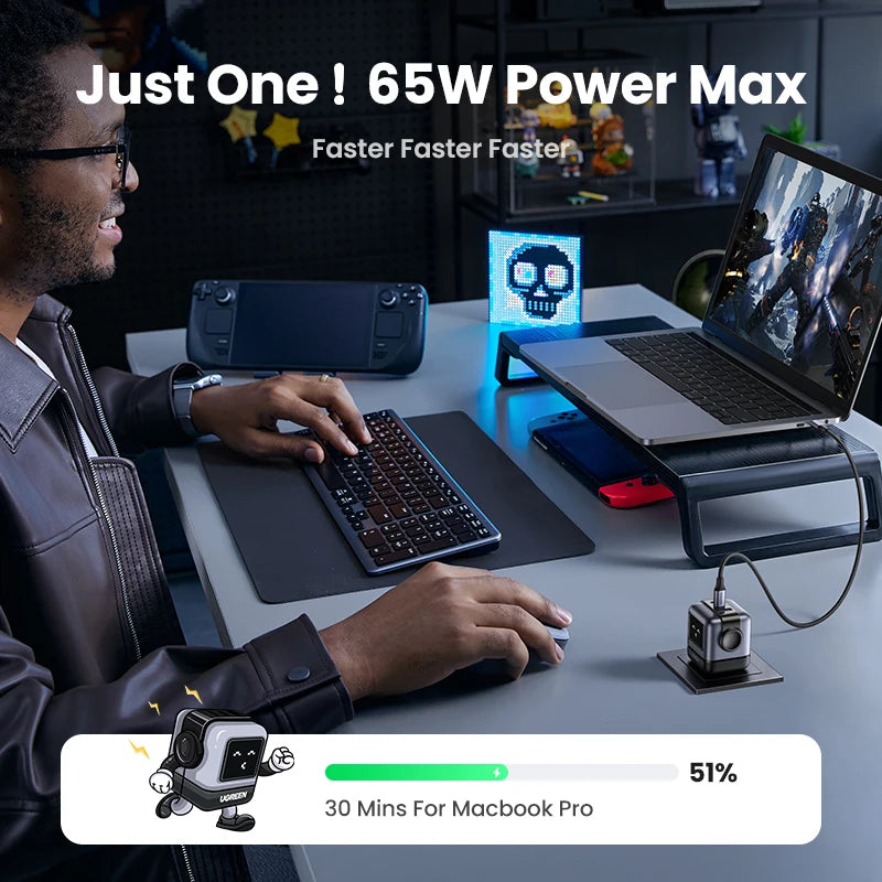 CowLost | ugreen-65w-30w-gan-charger-robot-design-pd3-0-fast-charger |2