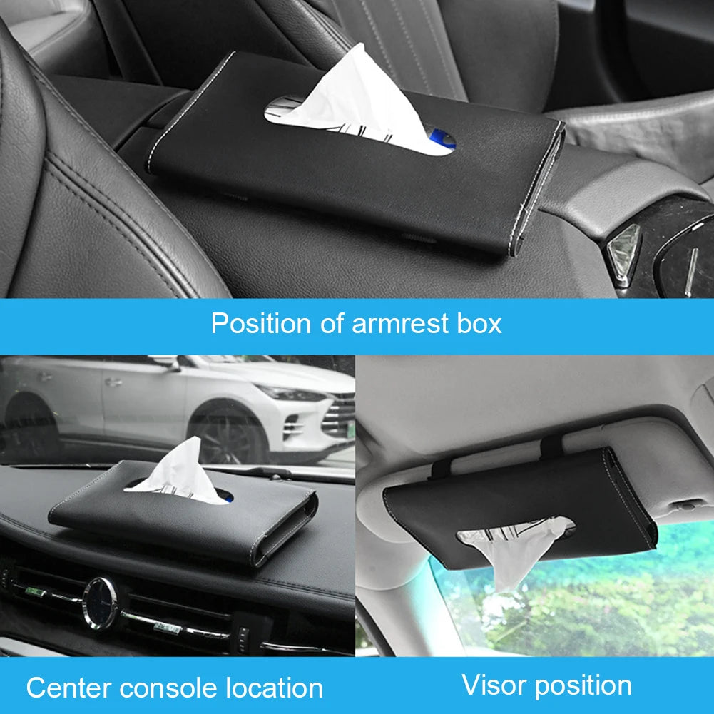 CowLost | 2-colors-tissue-box-pu-leather-car-sun-visor-hanging-holder |8
