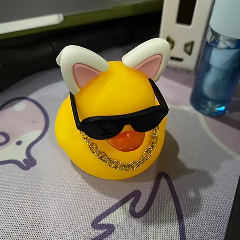 CowLost | product_id-yellow-rubber-duck-car-dashboard-ornament-with-mini-swim-ring-and-sun-hat-necklace |5