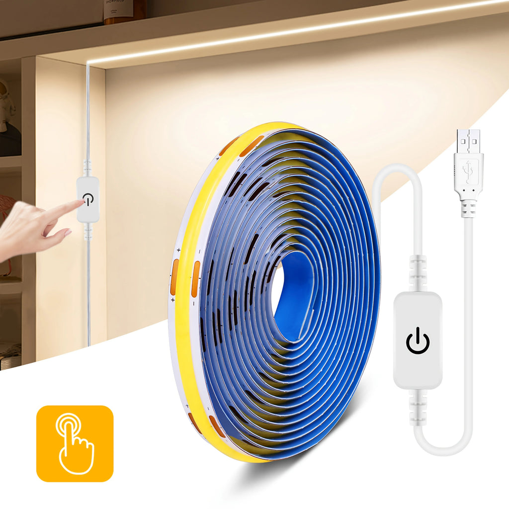 CowLost | light-ropes-strings-product_id-touch-dimmable-5v-usb-cob-led-strip-light-320-leds-m-flexible-tape-for-room-backlight-and-wall-decor |1