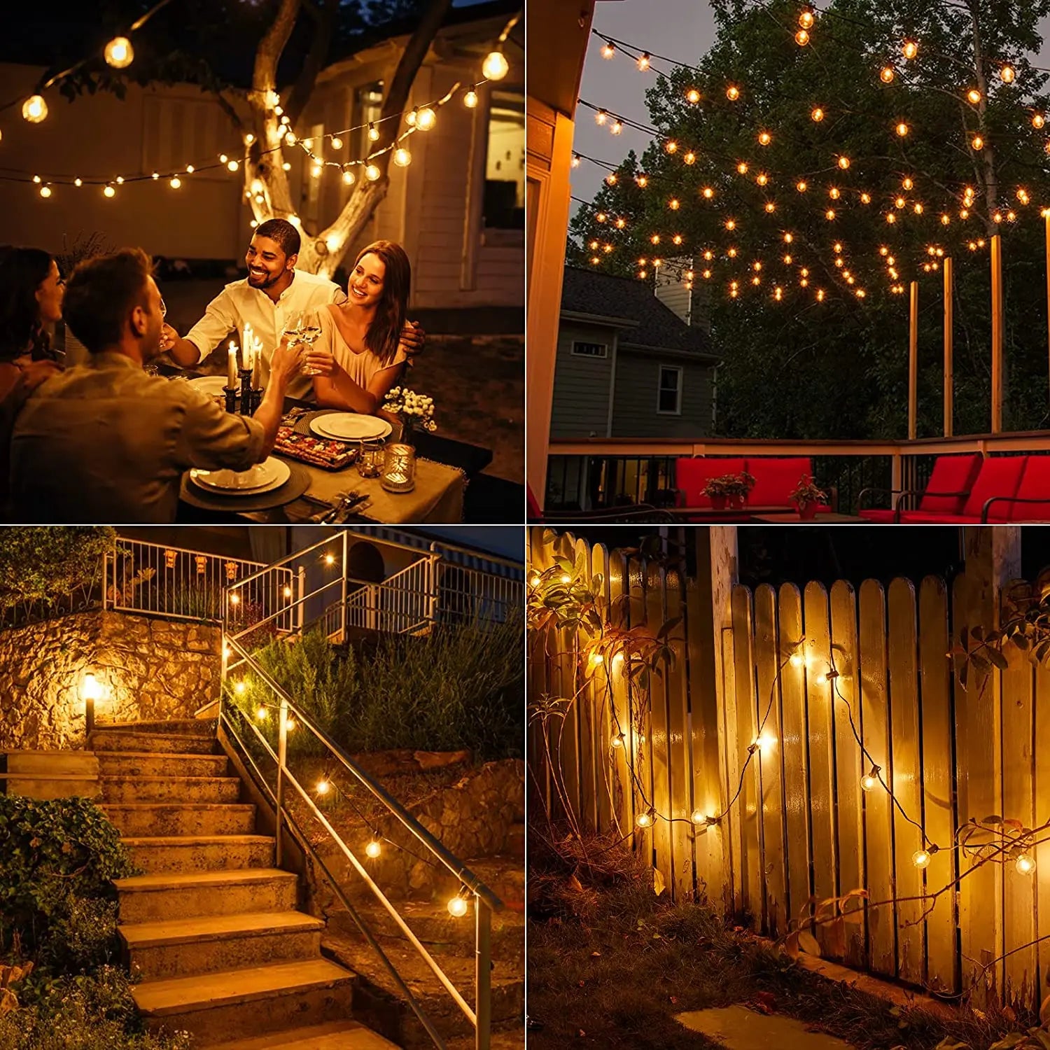 100FT G40 LED Globe String Lights, 100 Waterproof Plastic Bulbs for Outdoor Christmas Party Garden Decor