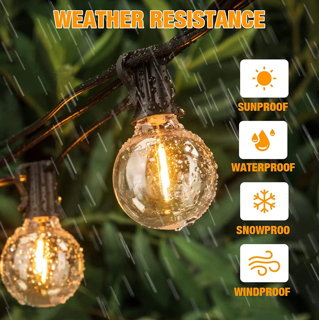100FT G40 LED Globe String Lights, 100 Waterproof Plastic Bulbs for Outdoor Christmas Party Garden Decor