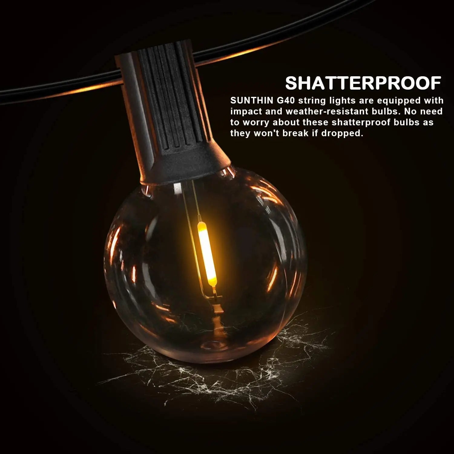100FT G40 LED Globe String Lights, 100 Waterproof Plastic Bulbs for Outdoor Christmas Party Garden Decor