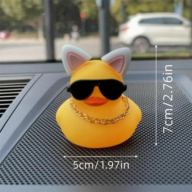 CowLost | product_id-yellow-rubber-duck-car-dashboard-ornament-with-mini-swim-ring-and-sun-hat-necklace |4