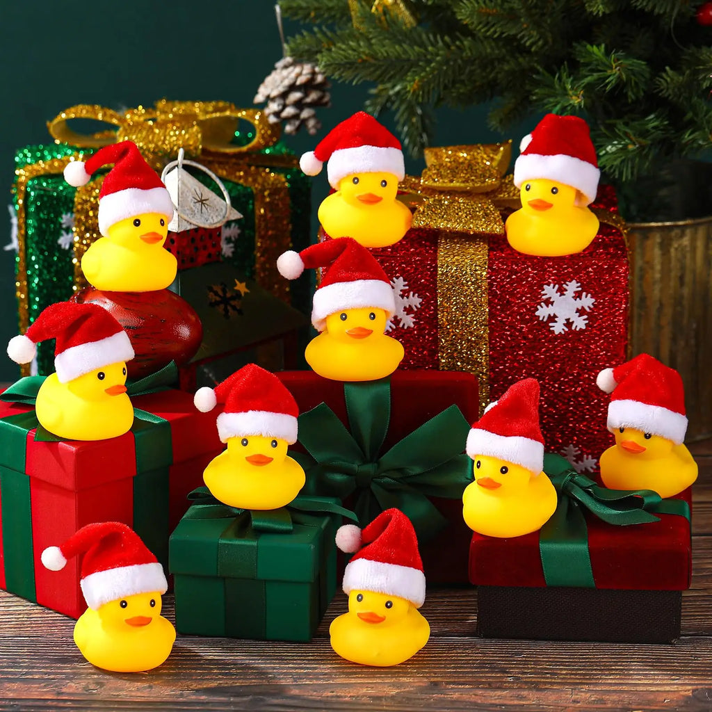 CowLost | product_id-christmas-rubber-ducks-with-hats-small-yellow-squeaky-bath-toys-for-kids |1