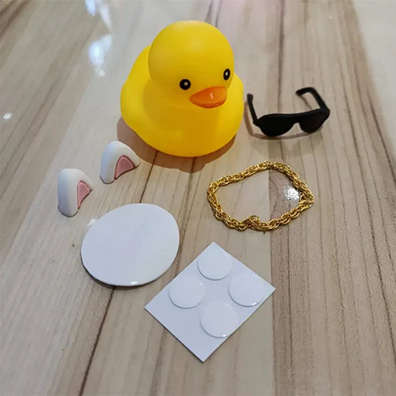 CowLost | product_id-yellow-rubber-duck-car-dashboard-ornament-with-mini-swim-ring-and-sun-hat-necklace |3