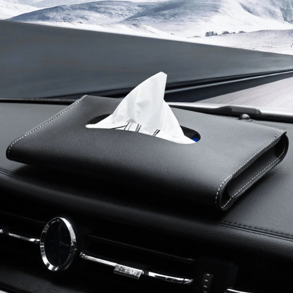 CowLost | 2-colors-tissue-box-pu-leather-car-sun-visor-hanging-holder |6