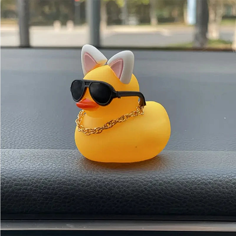 CowLost | product_id-yellow-rubber-duck-car-dashboard-ornament-with-mini-swim-ring-and-sun-hat-necklace |2