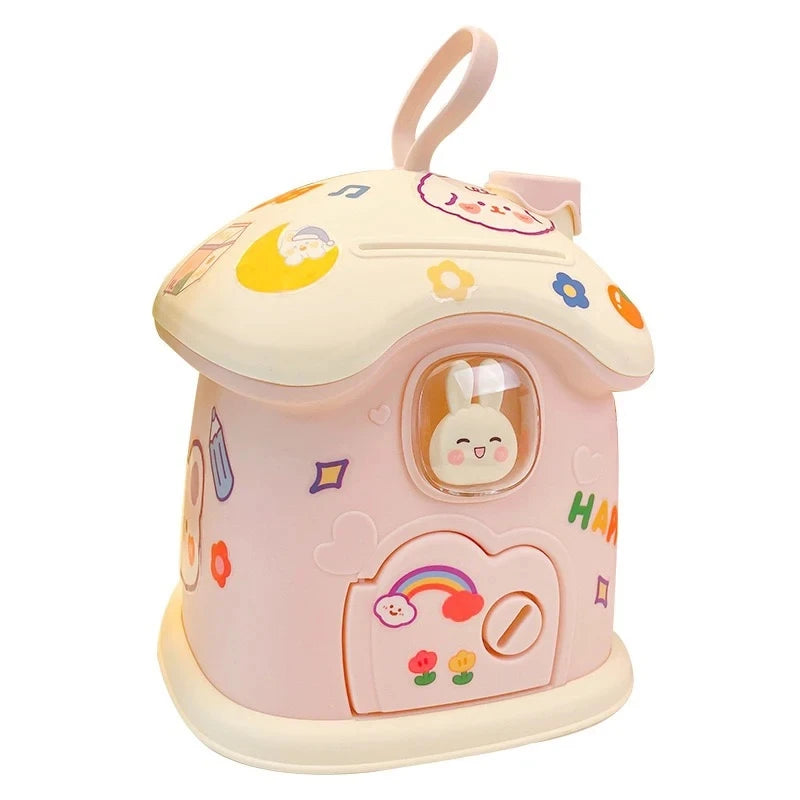Girl DIY Creative Piggy Bank with Lock Key Money Saving Toy for Kids Christmas Gift