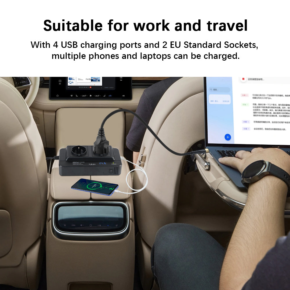 CowLost | 4-usb-12v-to-220v-400w-peak-power-auto-mounted-inverter-accessories-cigarette-lighter-car-200w-inverter-ac-eu-socket-dc-to-ac |10