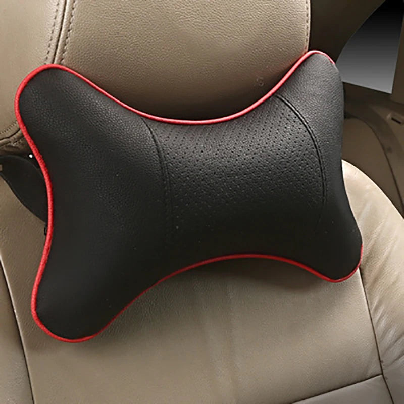 CowLost | coffee-product_id-universal-car-neck-pillow-pu-leather-headrest-cushion-black-red-easy-install-clean |5
