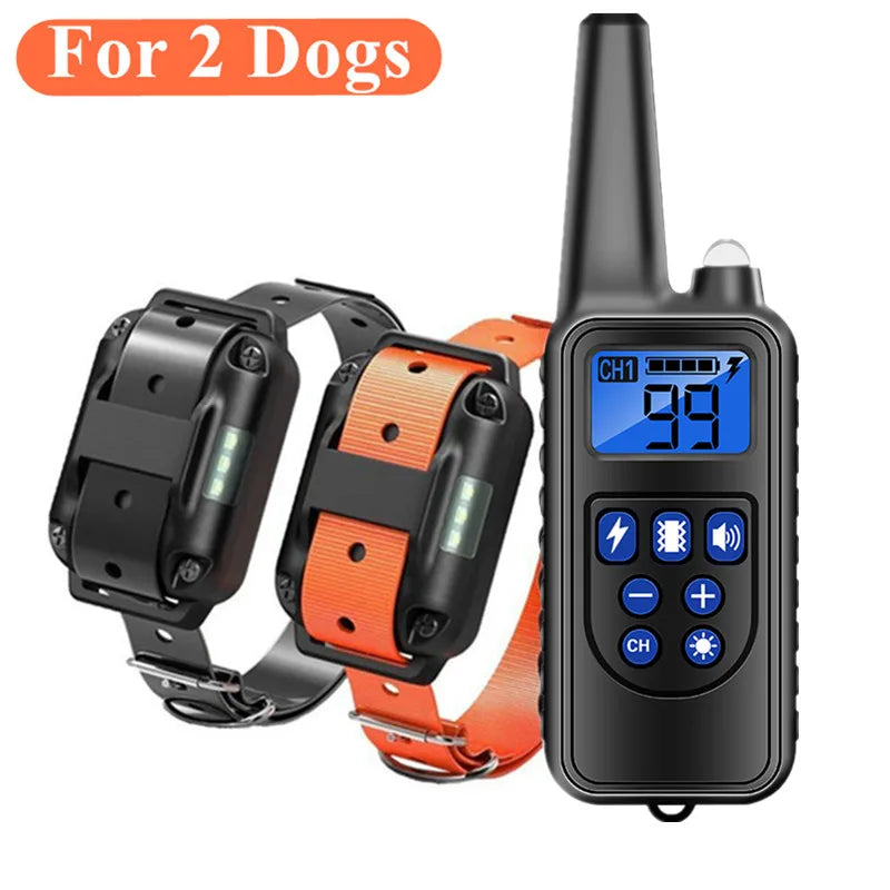 800m Rechargeable Dog Training Collar with LCD Display, Waterproof IP7, Vibration & Sound Modes for All Sizes