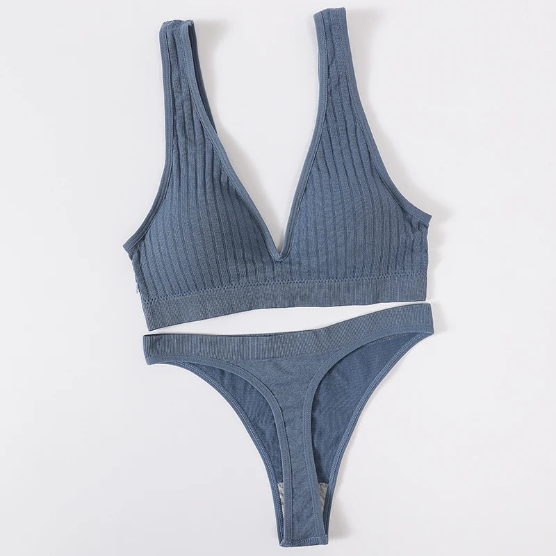 CowLost | product_id-womens-seamless-wirefree-v-neck-bra-high-waist-panties-set |31