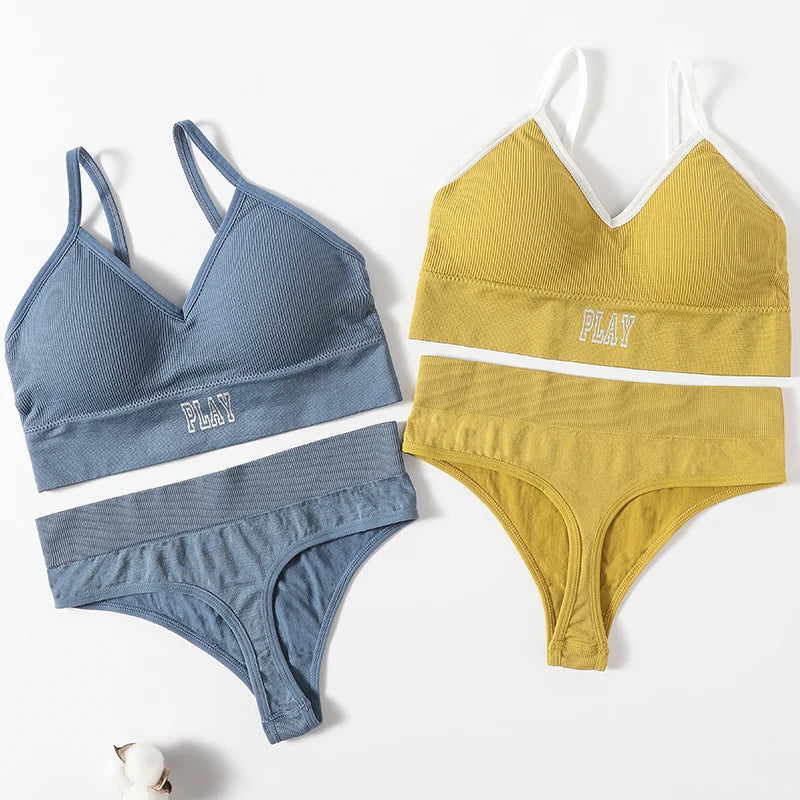 CowLost | product_id-women-seamless-wireless-sports-bra-high-rise-thong-set-comfortable-lingerie |8