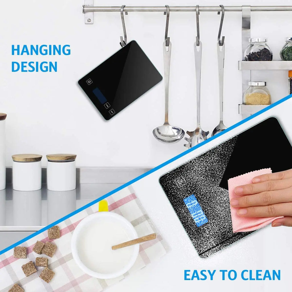 Digital Kitchen Scale 1g-10kg Waterproof Tempered Glass High Accuracy Multi-Function