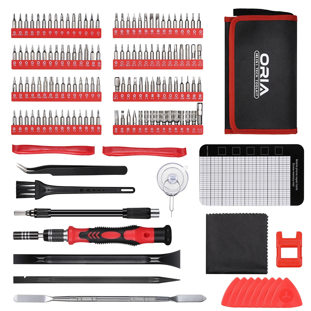ORIA 142-in-1 Magnetic Precision Screwdriver Set with Bits and Portable Bag