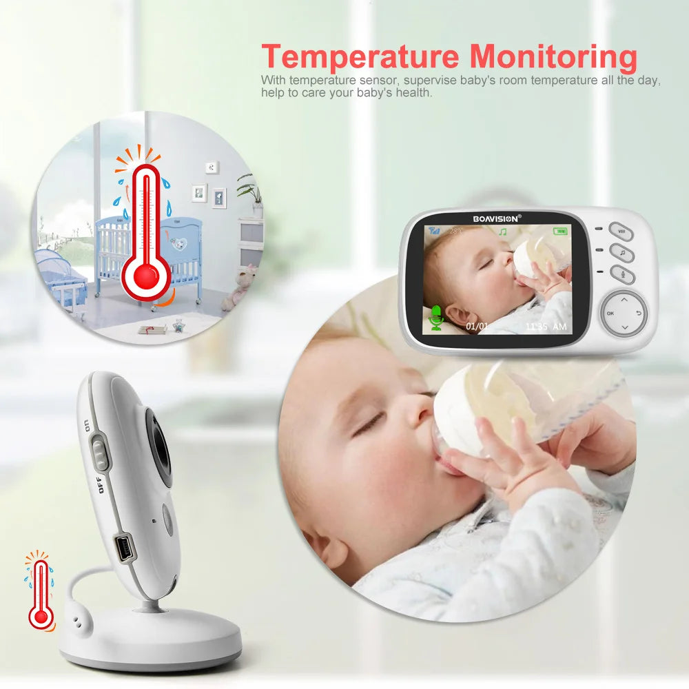 CowLost | 3-2-inch-color-lcd-wireless-video-baby-monitor-night-vision-5m-nanny-monitor-bebek-lullabies-surveillance-security-camera-vb603 |4