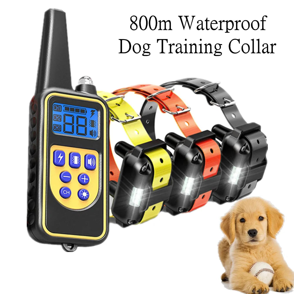 Waterproof Electric Dog Training Collar with Remote Control Rechargeable Anti-Bark Device for All Sizes