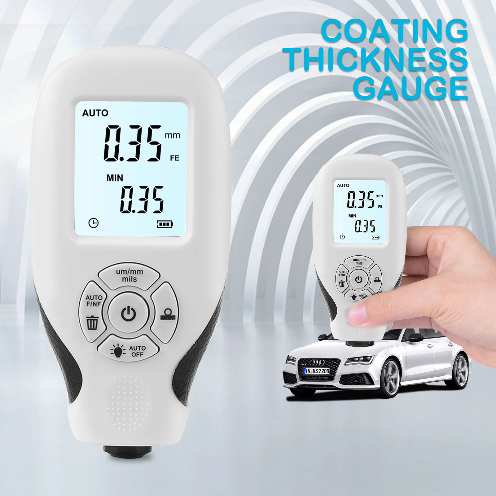 JUANJUAN Car Paint Coating Thickness Gauge 0-2000um LCD Display Manual Tester