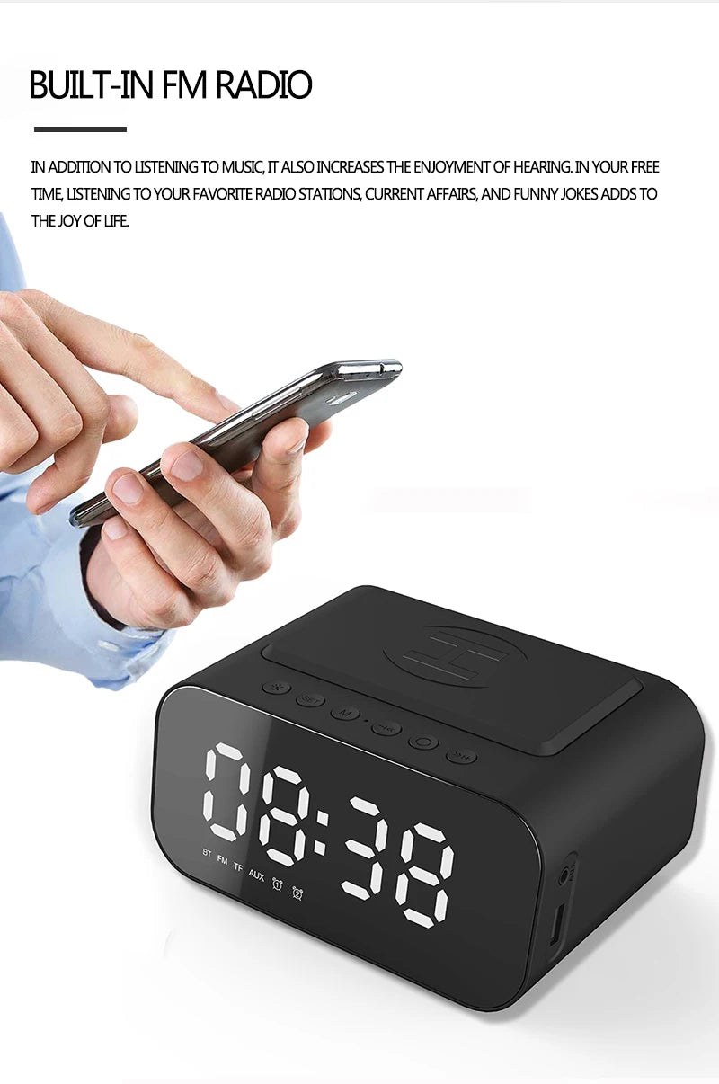 ORIA Digital Alarm Clock Bluetooth Speaker FM Radio Wireless USB Fast Charger
