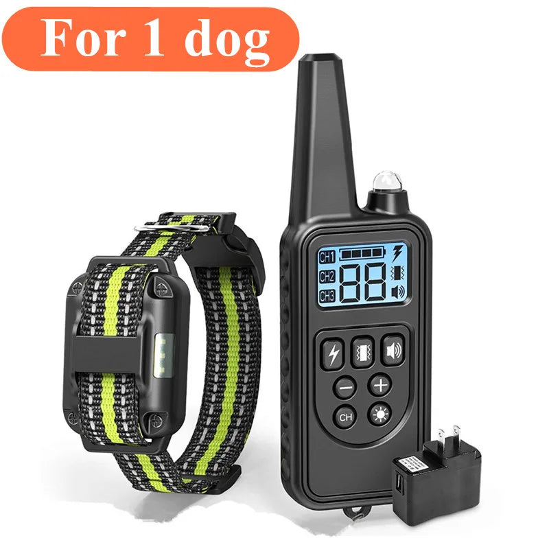 800m Waterproof Rechargeable Electronic Dog Training Collar with Nylon Rope Stop Barking