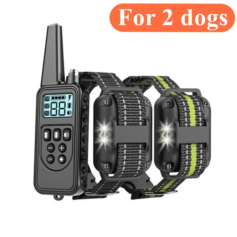 800m Waterproof Rechargeable Electronic Dog Training Collar with Nylon Rope Stop Barking