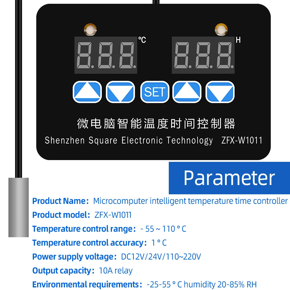 ZFX-W1011 Intelligent Microcomputer Temperature Controller Thermostat 12V 24V 220V Adjustable Electronic Timer