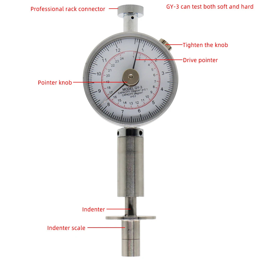 GY-3 Analog Fruit Hardness Tester Penetrometer for Apples Pears Grapes Oranges