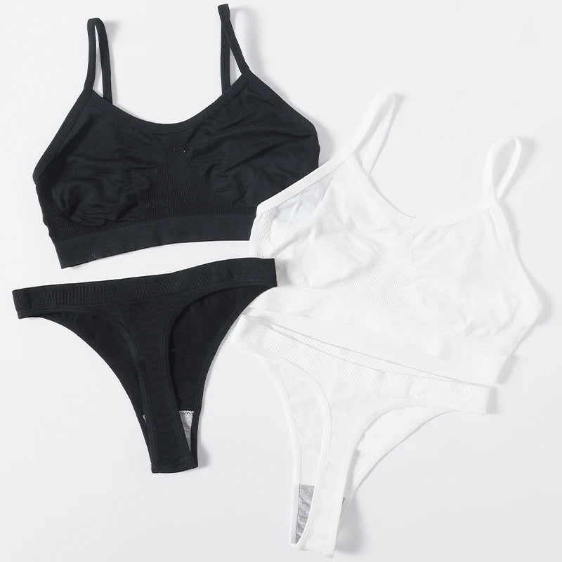 CowLost | product_id-women-seamless-wire-free-ribbed-bra-low-waist-thong-set |10