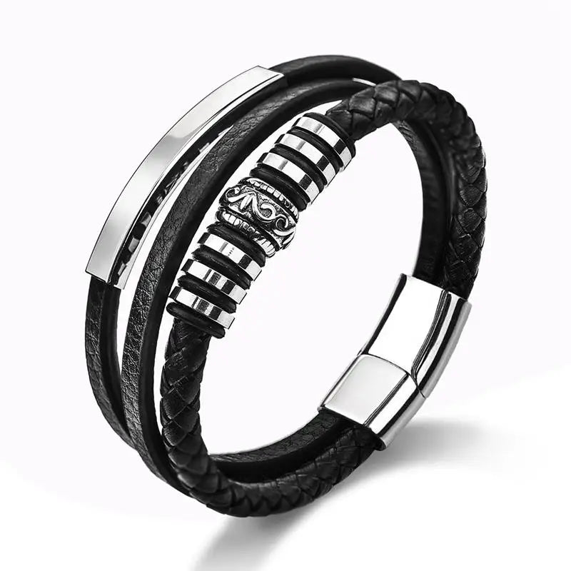 CowLost | badge-pass-holders-jiayiqi-mens-genuine-leather-fashion-bracelets-with-magnetic-clasp |8