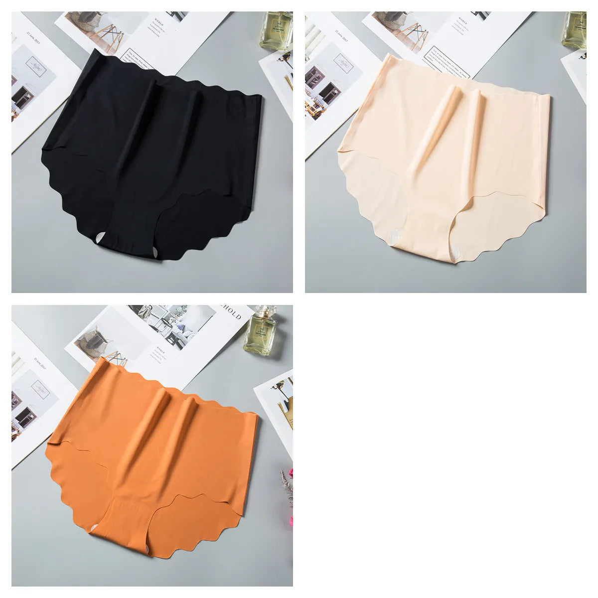 CowLost | product_id-3pcs-women-s-high-waist-seamless-ice-silk-hip-lift-briefs-m-xxl |40
