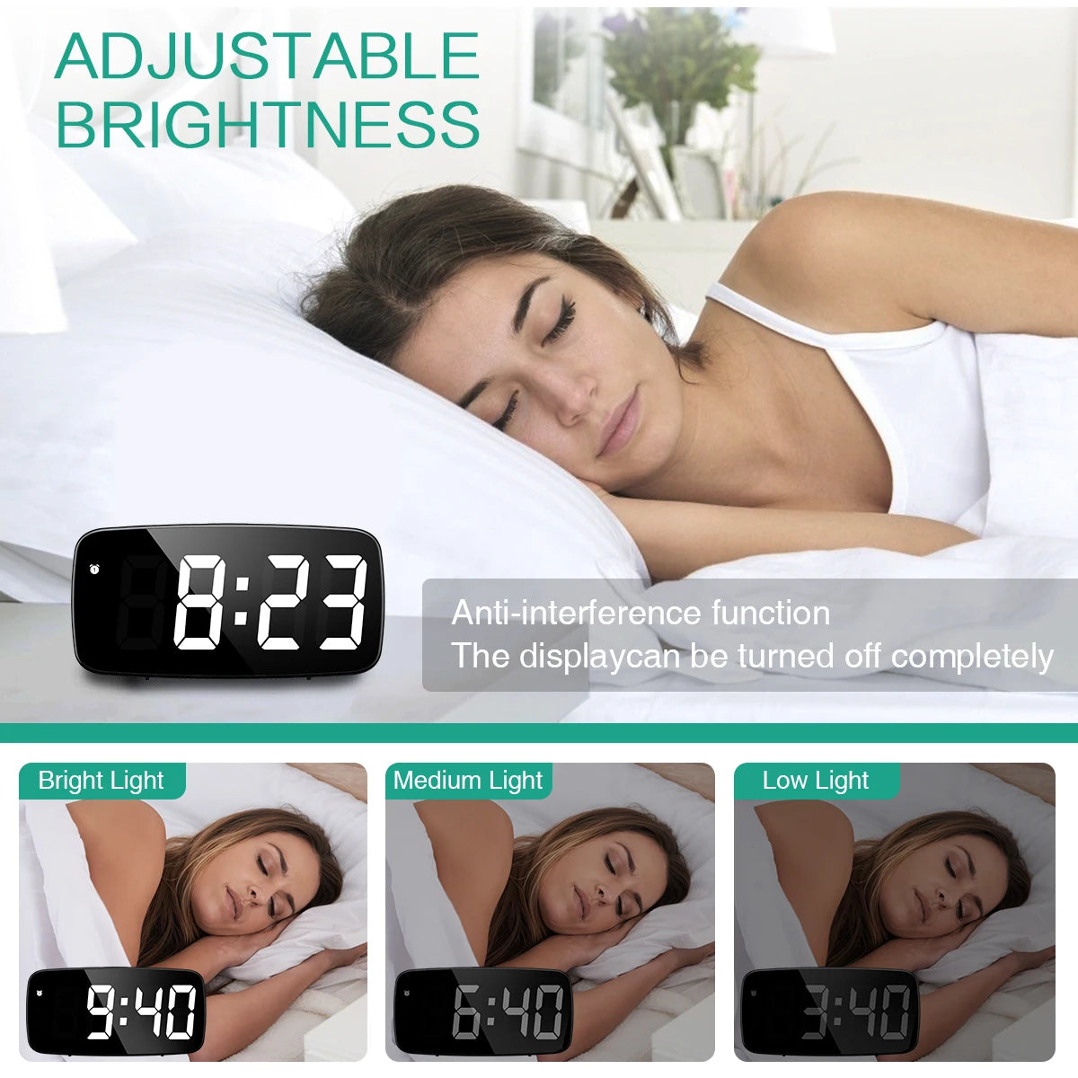 ORIA Digital LED Alarm Clock Voice Control Snooze Temperature Display Night Mode
