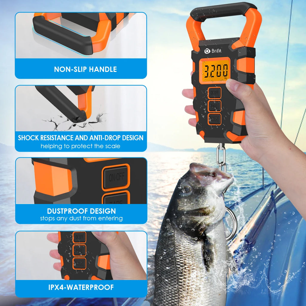 50KG Digital Portable Hanging Fishing & Luggage Scale with Ruler for Home Kitchen