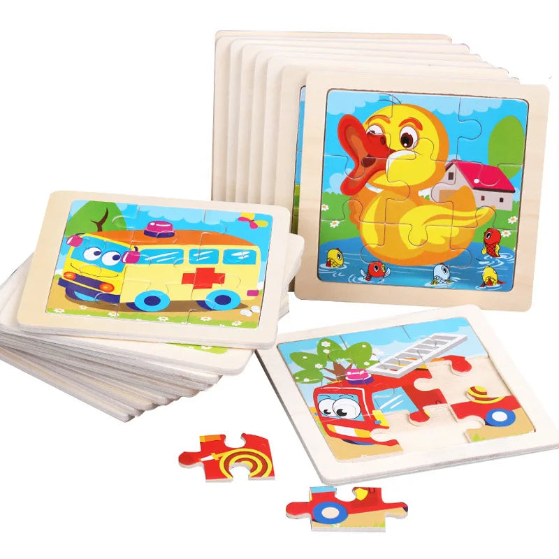 11*11cm 3D Wooden Puzzle Baby Toys