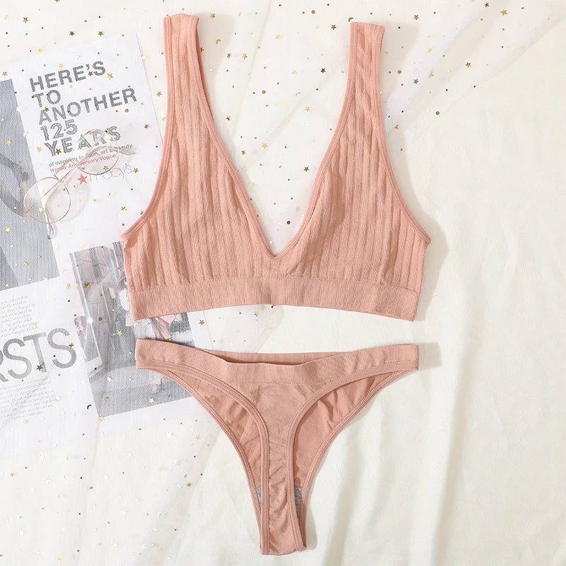 CowLost | product_id-seamless-wirefree-push-up-bra-low-waist-thong-set-with-ribbed-sport-bralette-for-women |28