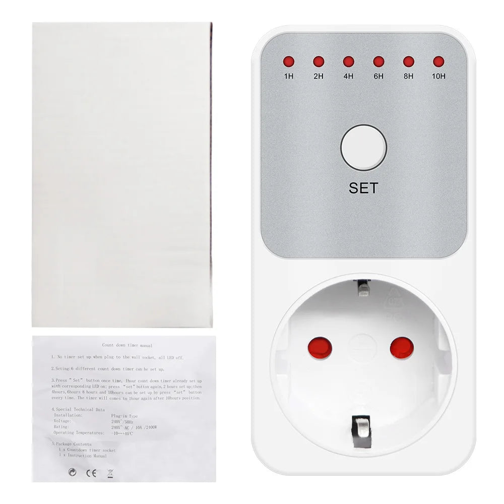 TM04 LED Countdown Timer Switch 16A 1-10h Plug-in Socket for Kitchen Appliances