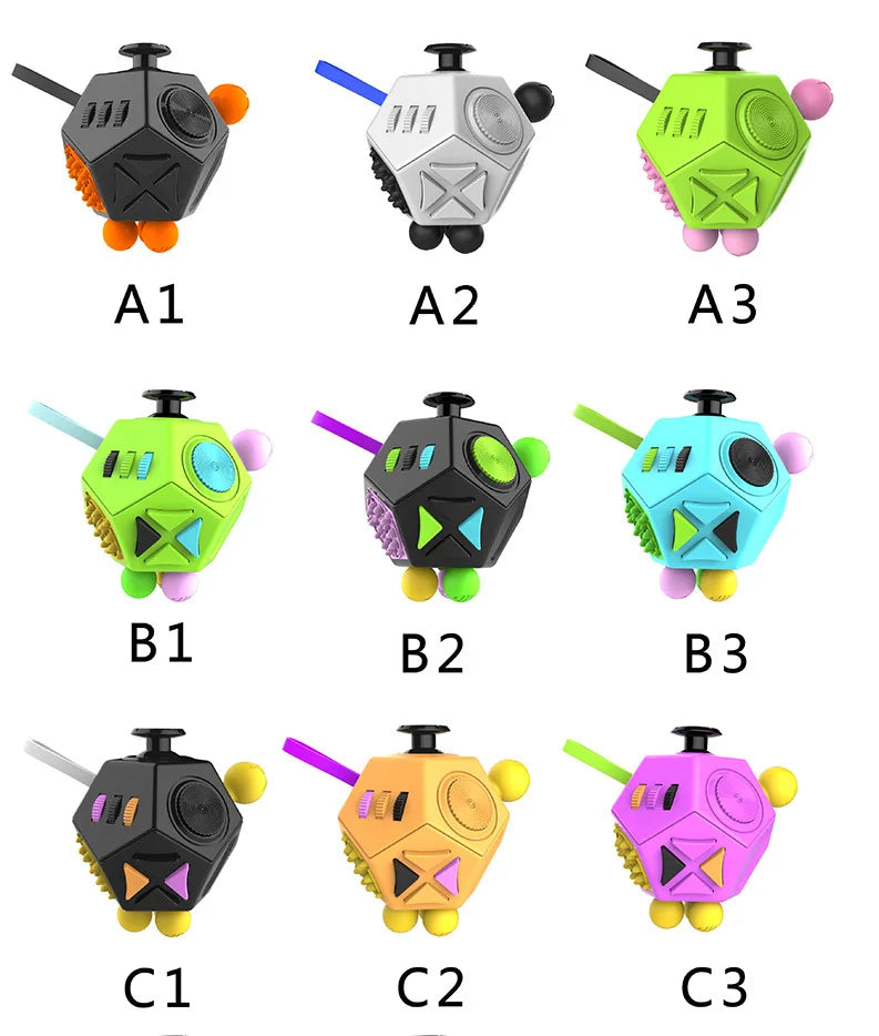 CowLost | fidget-cube-edc-anti-stress-sensory-toy-for-anxiety-adhd-autism-12-sided-dice-for-focus |6