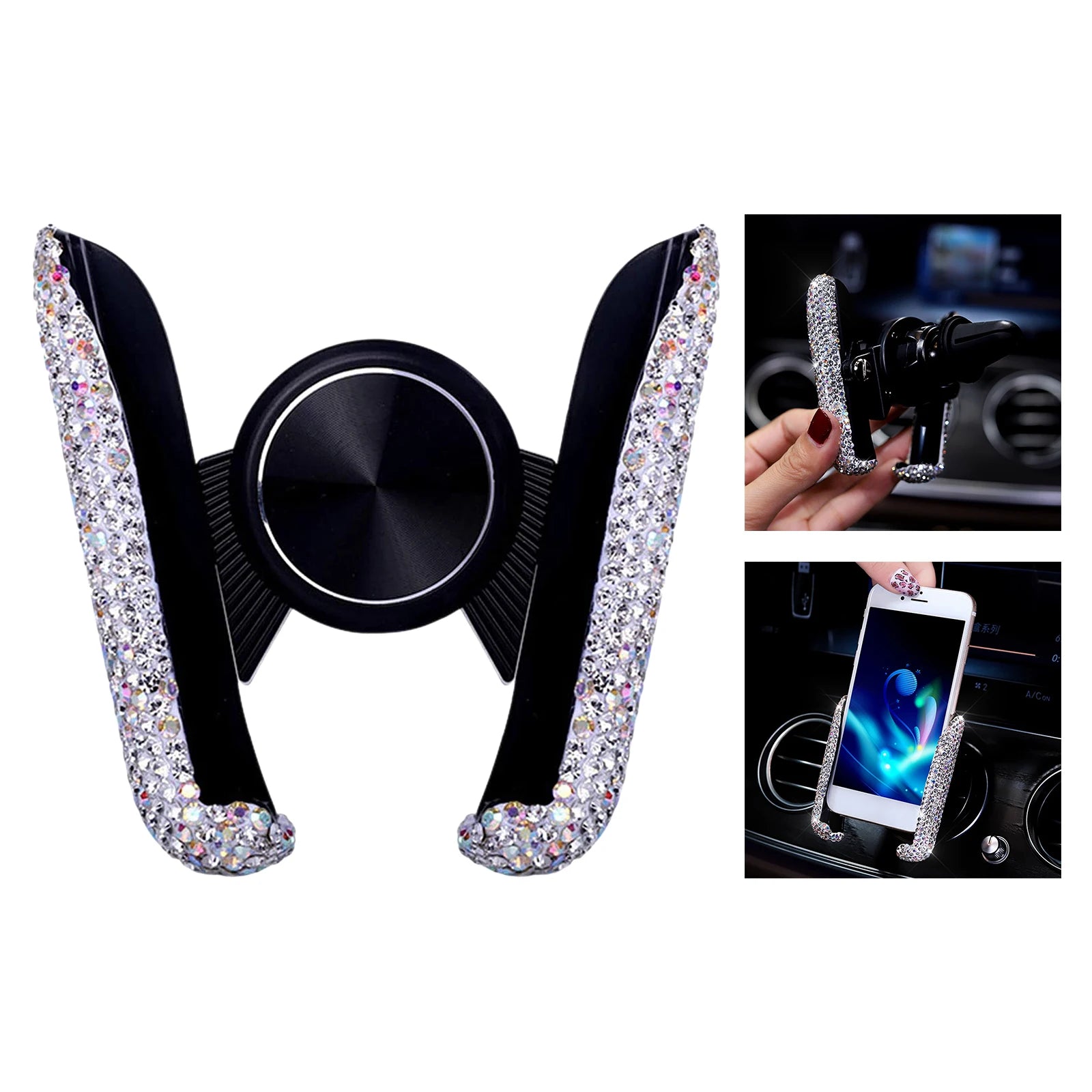 CowLost | product_id-diamond-crystal-car-air-vent-phone-holder-clip-stand-bracket-interior-accessory |24