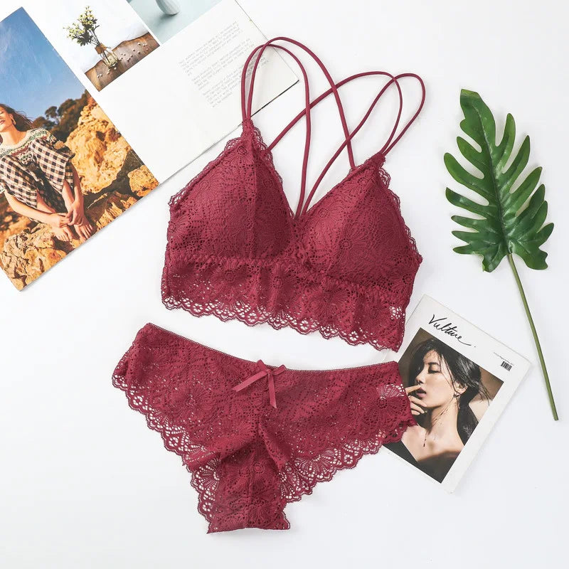 CowLost | product_id-women-lace-wireless-push-up-bra-and-low-rise-panties-set |11