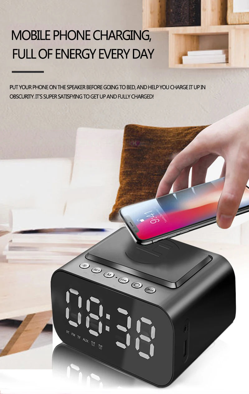 ORIA Digital Alarm Clock Bluetooth Speaker FM Radio Wireless USB Fast Charger