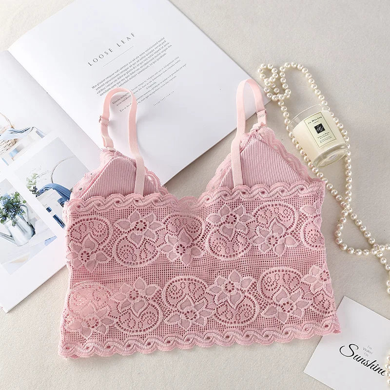CowLost | product_id-women-s-floral-lace-v-neck-non-wire-bralette-with-removable-pads-cropped-top |13
