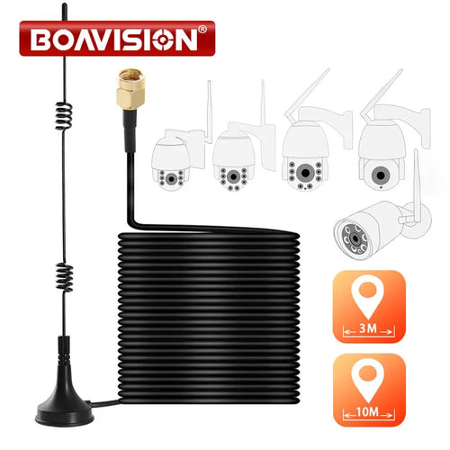 CowLost | 2-4g-wifi-extension-antenna-sucker-3m-10m-extender-cable-5dbi-hing-gain-sucker-for-boavision-wireless-ptz-bullet-ip-cam |1