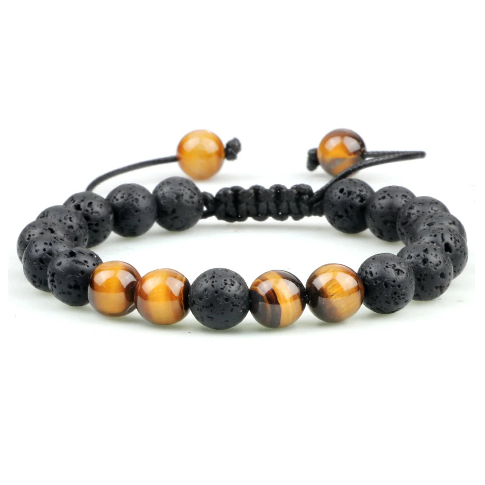 CowLost | badge-pass-holders-mens-natural-volcanic-rock-7-chakra-healing-bracelet |16