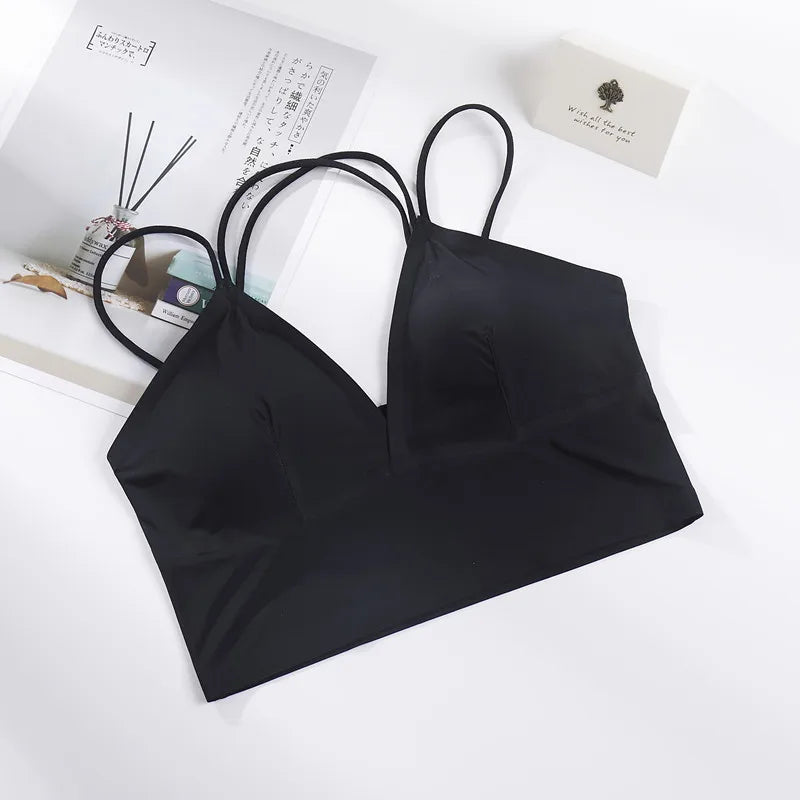 CowLost | product_id-seamless-v-neck-wireless-bra-top-with-removable-pads-for-women |8