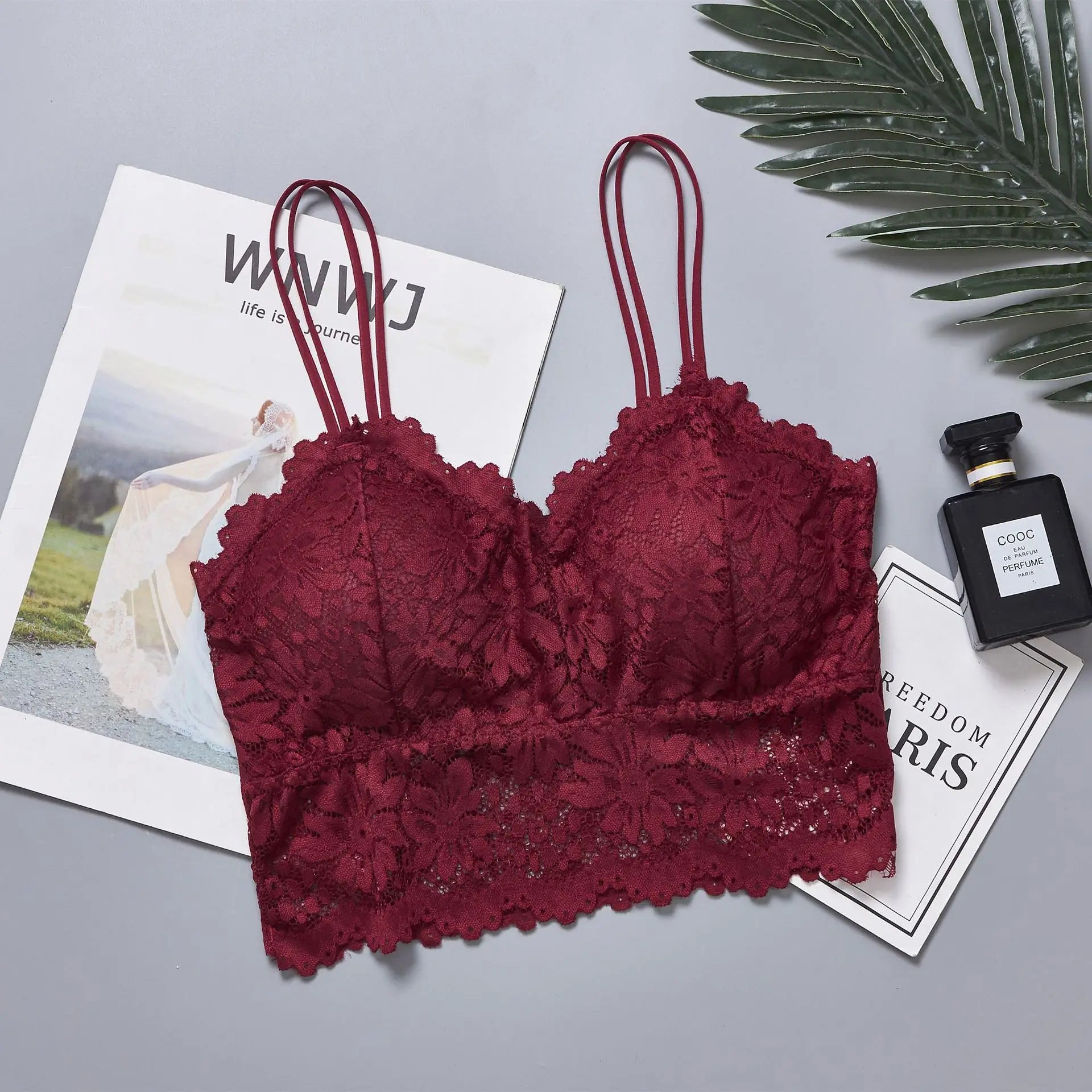 CowLost | product_id-lace-tube-top-bra-with-double-straps-and-removable-pads |9