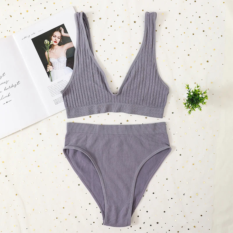 CowLost | product_id-seamless-wireless-push-up-bra-high-rise-panties-set-for-women-deep-v-lingerie |17
