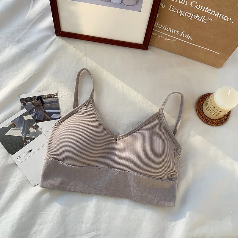 CowLost | women-tube-top-seamless-bra-crop-top-solid-color-sports-sexy-lingerie-active-bra-tops-underwear-with-removable-pads |9