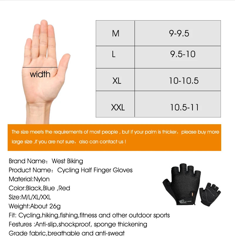 CowLost | west-biking-bicycle-gloves-breathable-half-full-finger-anti-slip-cycling-mittens-men-women-sports-shock-pad-mtb-road-bike-gloves |20