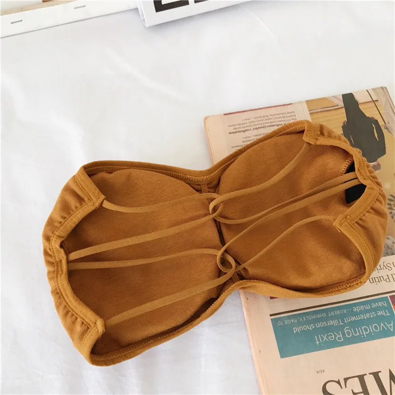 CowLost | women-strapless-bra-tube-top-cross-back-wireless-invisible-bra-seamless-underwear-female-sexy-lingerie-cotton-bralette-crop-top |15